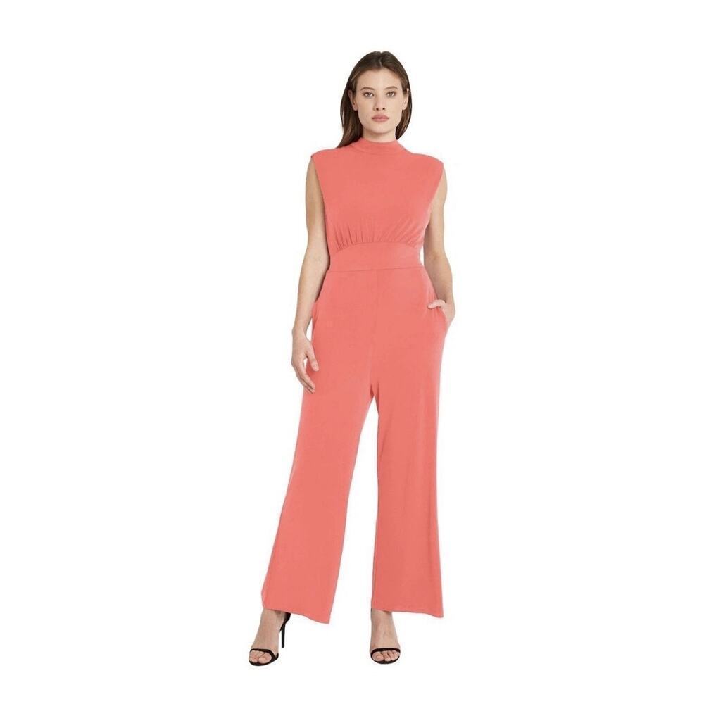 💰NWT Jumpsuit by Donna Morgan in Paradise Pink Mock Neck Women's 0 Professional
